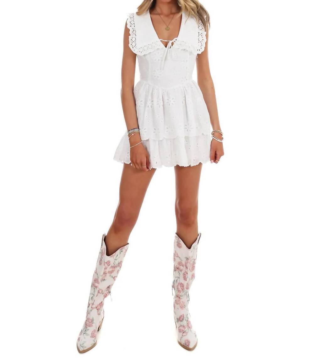 NEW LE LIS garden grace eyelet mini dress in white